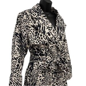 Animal print trench coat